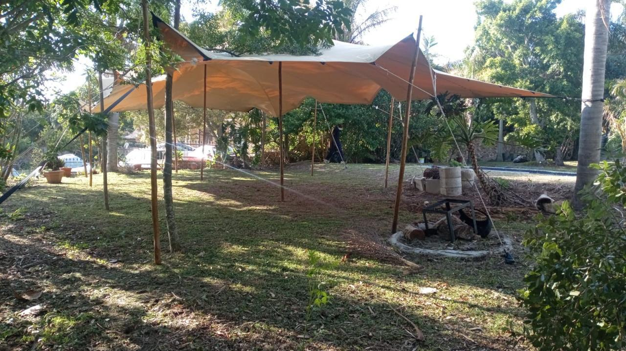 Stretch tent garden setup