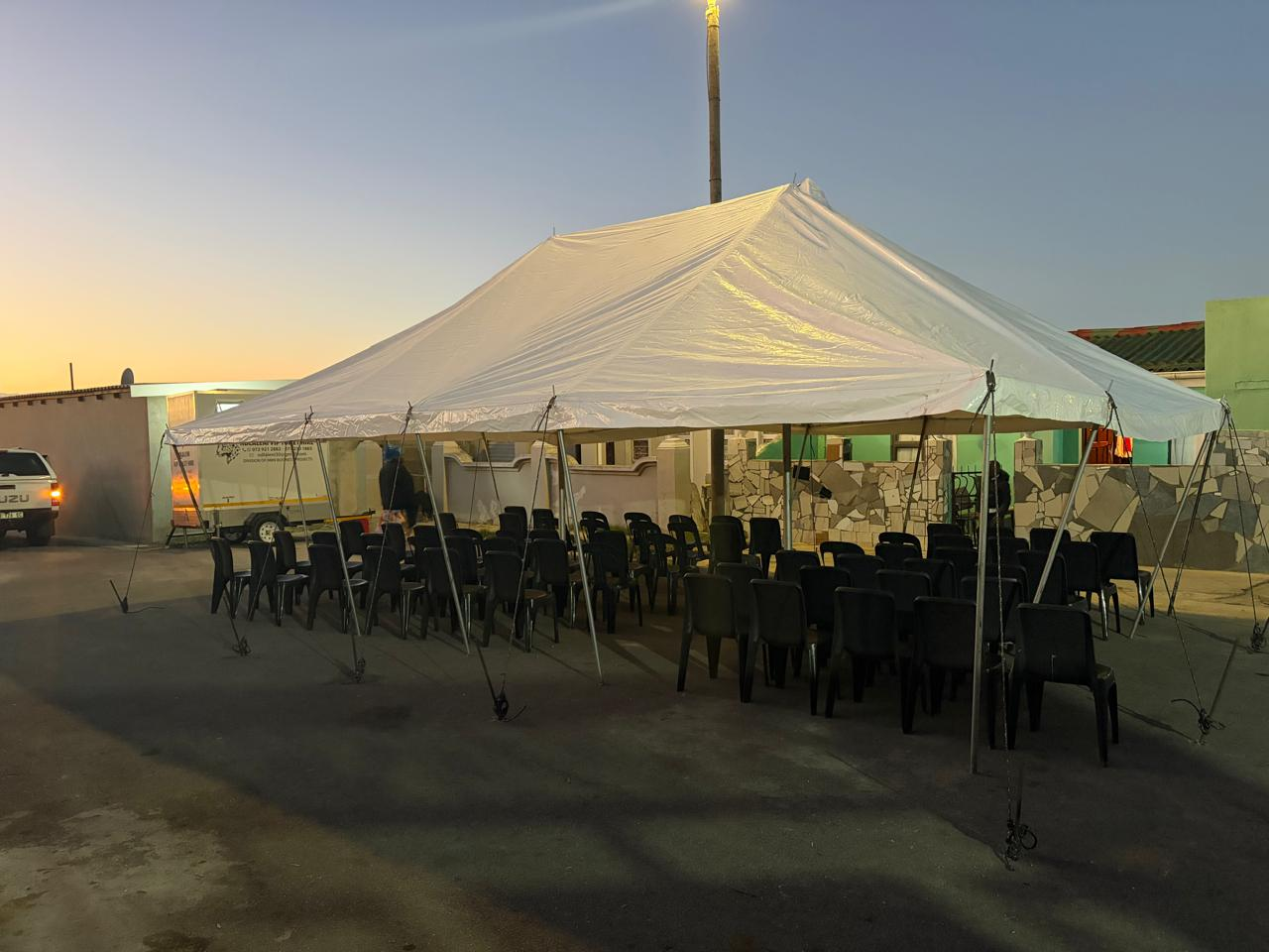 Peg and pole tent setup
